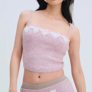 $129 NWT Pink For Love And Lemons “Arinah” Knit Tank Top Sz Medium